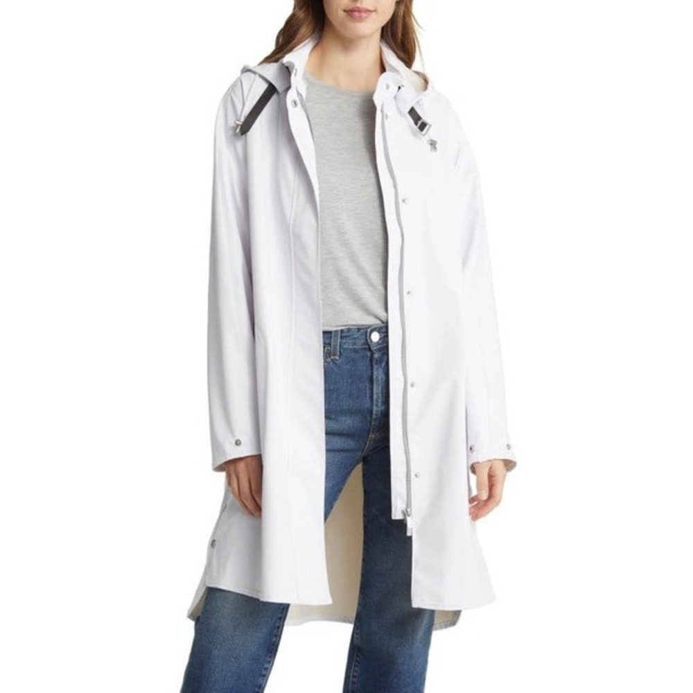 Ilse Jacobsen Raincoat White Waterproof Hooded Danish Design Jacket Rain71